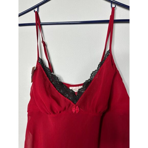 Inner Most Slip dress Sexy Nighty Red adjustable Black Lace Trim 34" Chest VTG - Picture 2 of 9